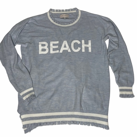 Caryn Vallone Blue/White “Beach” Fringe Sweater XS - Picture 2 of 16